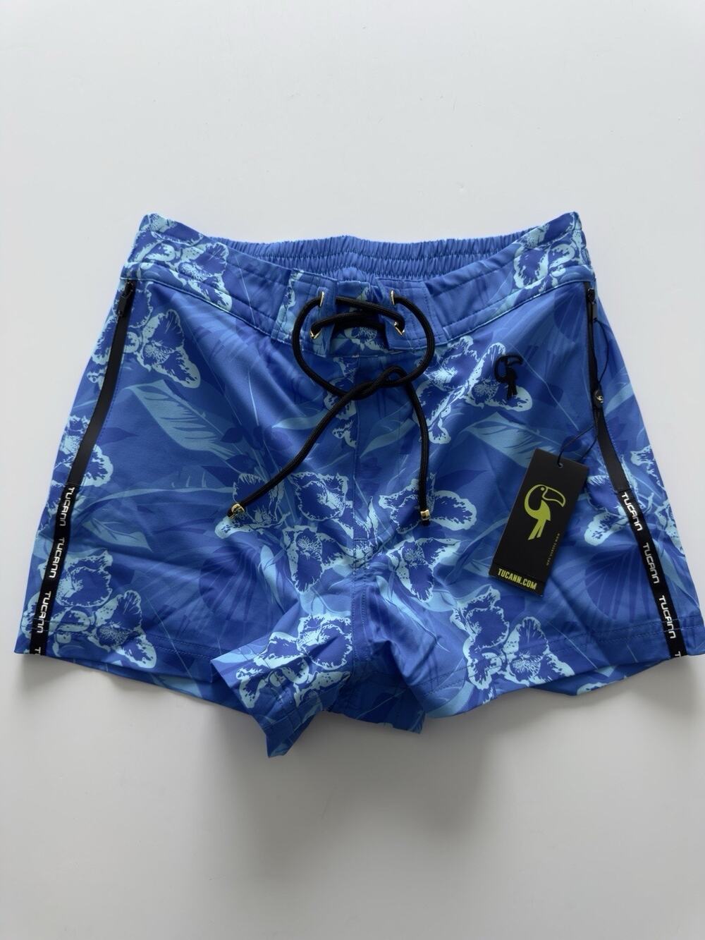 Tucann Men's Premium Swim Shorts Neon Orchard Azure 3" Small